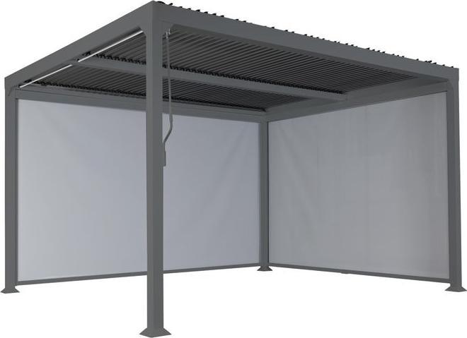 Actual product image Mendler Side panel for pergola HWC-L41, fabric/textile 3x3.7m, anthracite (300 cm, 370 cm)