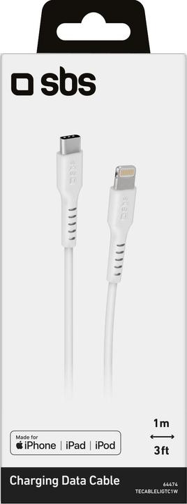 Image du produit SBS TECABLELIGTC1W Câble Lightning 1 m blanc (1 m, USB 3.2 Gen 1)