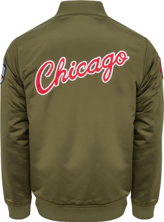 Image du produit Mitchell & Ness M&N Satin Bomber Veste - PATCHES Chicago Bulls olive (L)