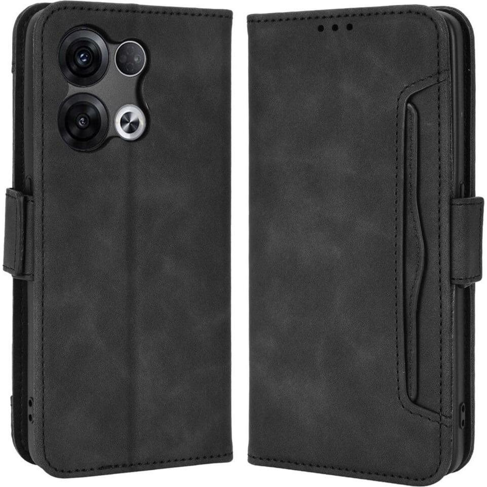 Cover-Discount OPPO Reno8 Pro - Etui mit vielen Kartenfächer schwarz (OPPO Reno8 Pro), Smartphone Hülle, Schwarz