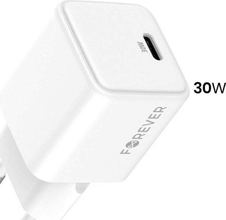 Actual product image Forever TC-08-30C GaN PD QC charger 1x USB-C 30W white (30 W, 1 portion)