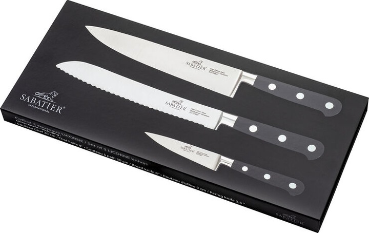 Produktbild Sabatier Lion - Knife set Licorne 3 parts Steel / Black
