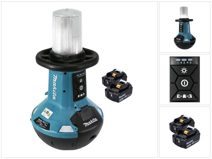 1x Makita DML 810 Akku LED Flächenlicht, 2x Makita BL 1830 B 18 V 3 Ah Akku
