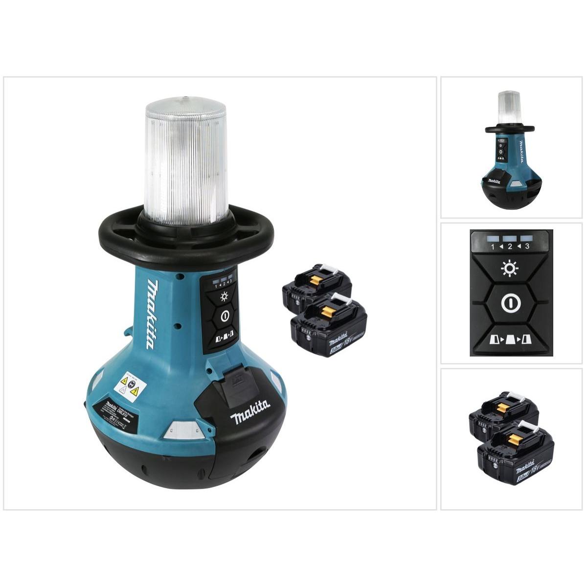 Makita, Illuminazione officina, DML 810 F Batteria LED area light 18 / 36 V ( 2 x 18 V ) 5500 lm IP54 + 2x batteria 3.0 Ah - senza L (5500 lm)