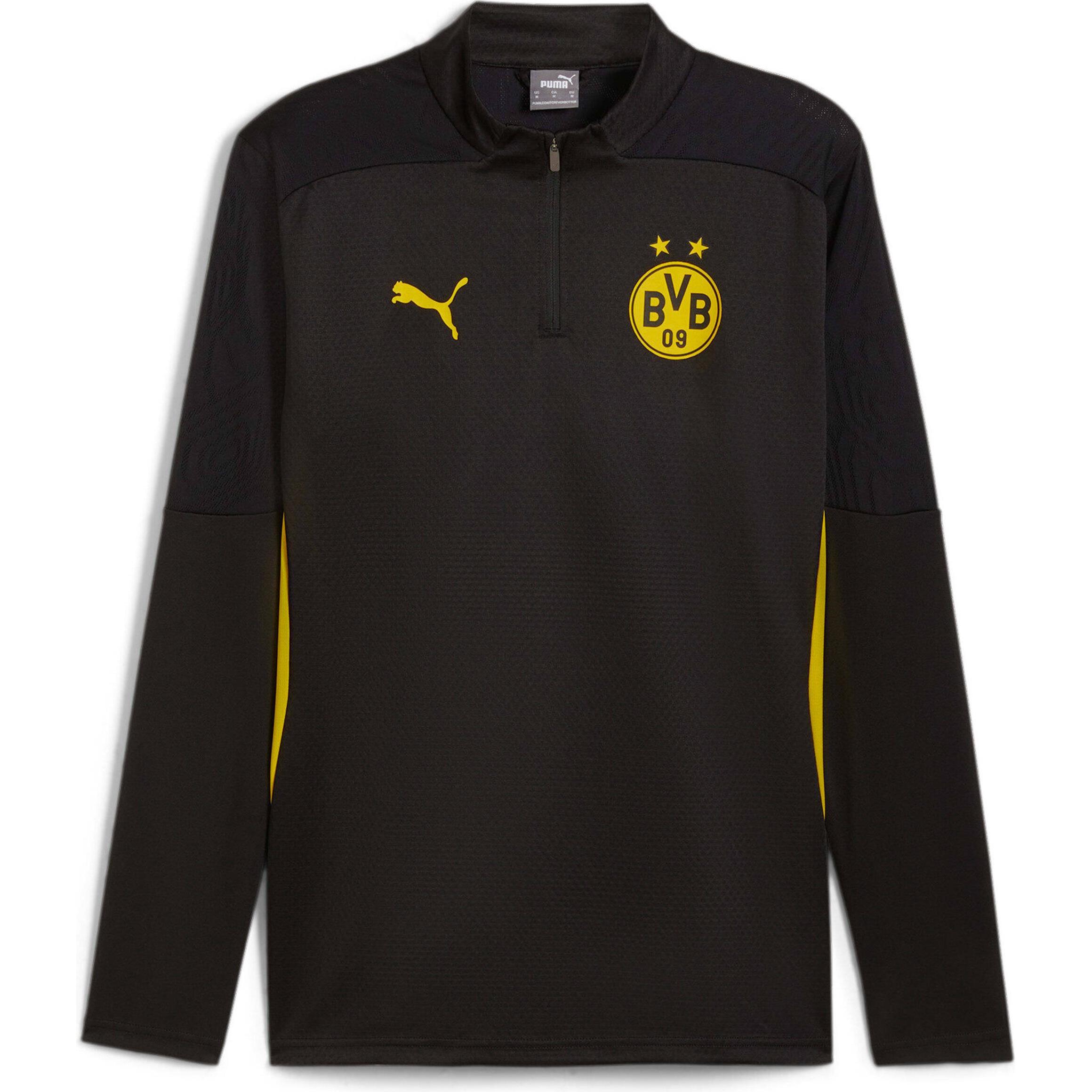 Puma, Herren, Sportshirt, BVB Training 1/4 Zip Top (L), Schwarz, L