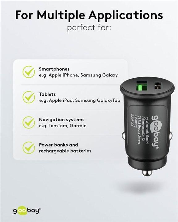 Produktbild Goobay Auto Schnellladegerät USB-C kompakt
