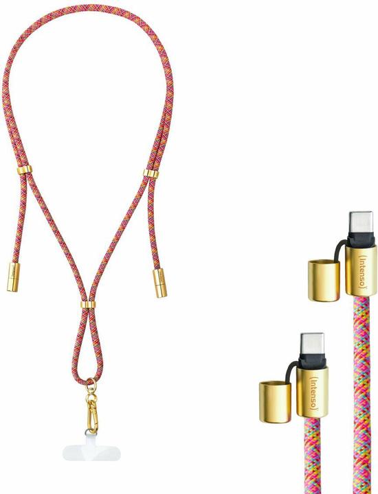 Image du produit Intenso Handykette als Lade- + Datenkabel USB-C bis 1,65m neon mix (1.65 m, USB 2.0, 60 W)