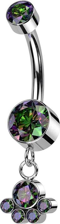 Immagine prodotto Hollywood Body Jewelry Banana filo interno argento due cilindri cristallo scuro ciondolo multicolore cinque cristalli (senza ottone, Titanio)