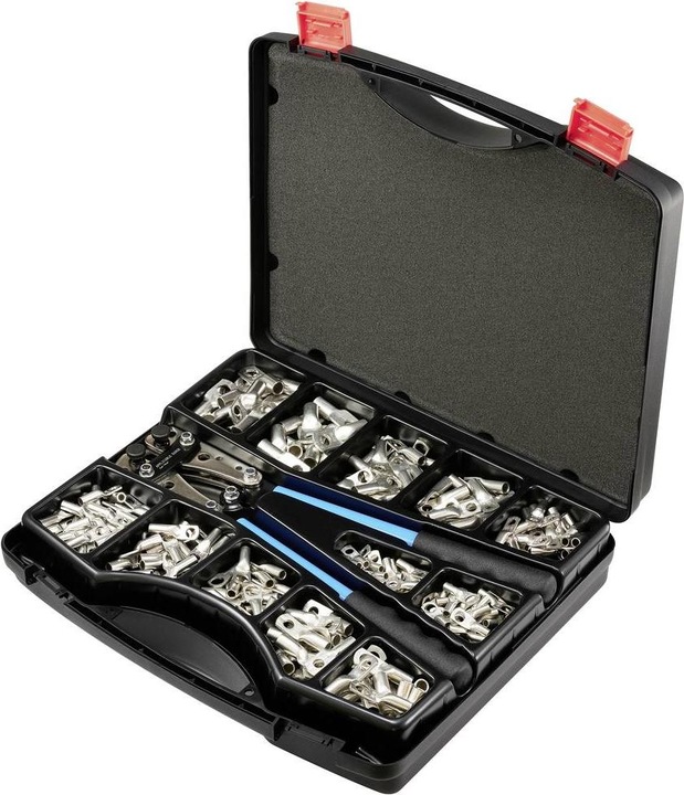 Actual product image Tru Components TC-11894512 Tubular cable lug range 6 - 50mm² with crimping pliers 6mm² 50mm² Silver 28