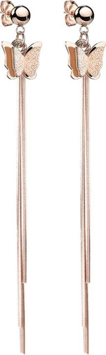 Image du produit Star Piercing Boucles d'oreilles or rose avec pendentif boule papillon avec chaîne (sans laiton, Acier chirurgical 316L)