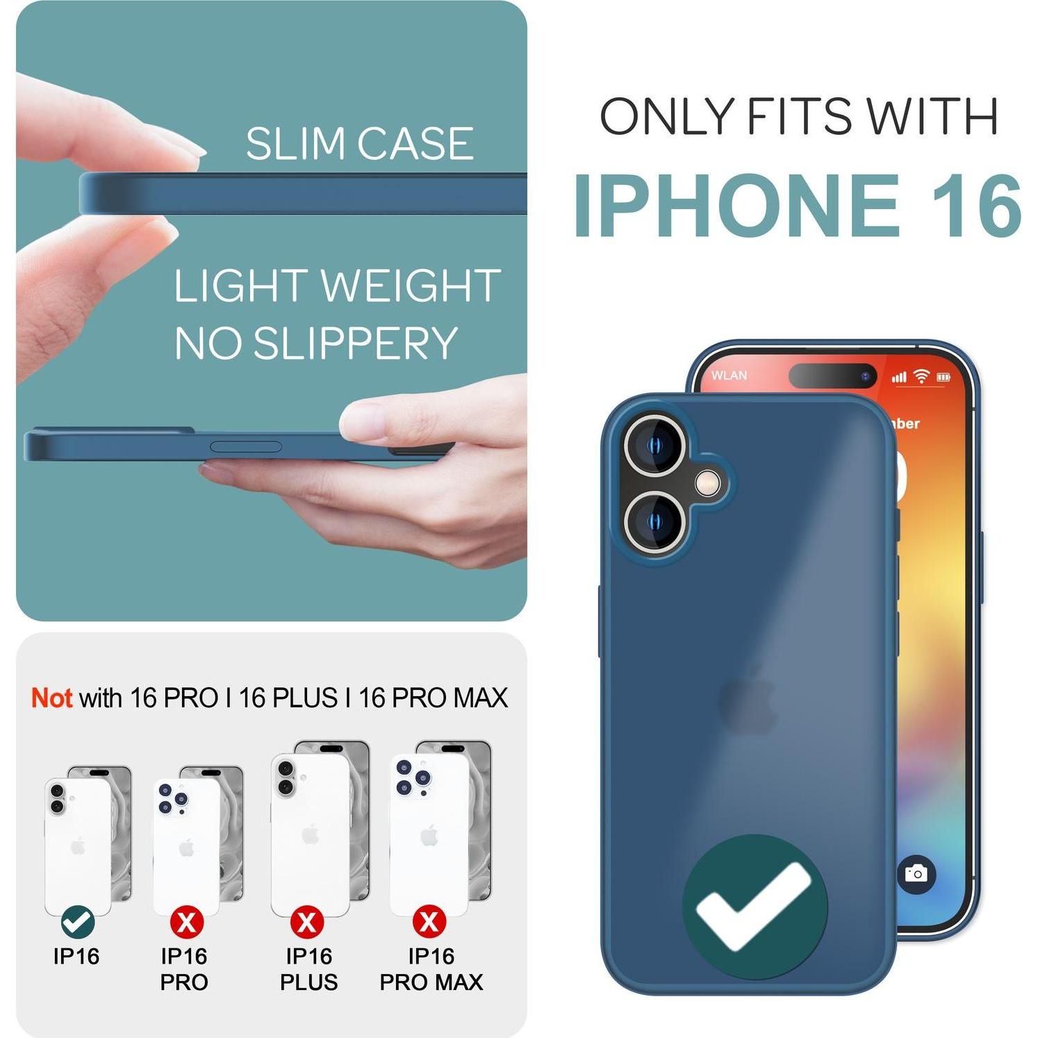 Thumbnail - Nalia Matte Hybrid Hülle Semi-Transparent (Apple iPhone 16), Smartphone Hülle, Blau