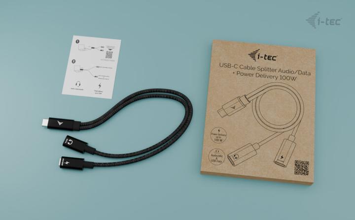 Produktbild i-tec USB-C Cable Splitter Audio/Data + Power Delivery 100W (0.30 m, USB 2.0, 100 W)