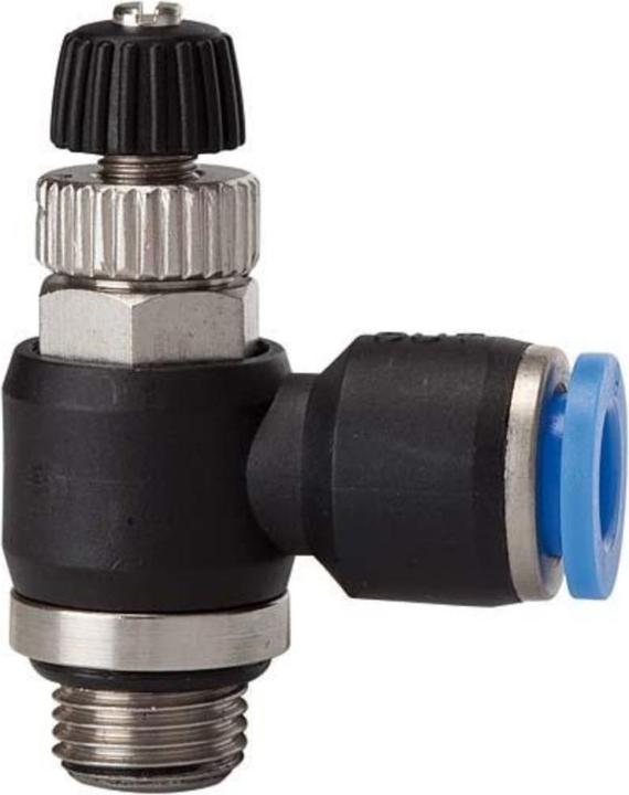 Actual product image Riegler 110014 "Blue series" throttle check valve, flow restrictor, G 1/8 o.