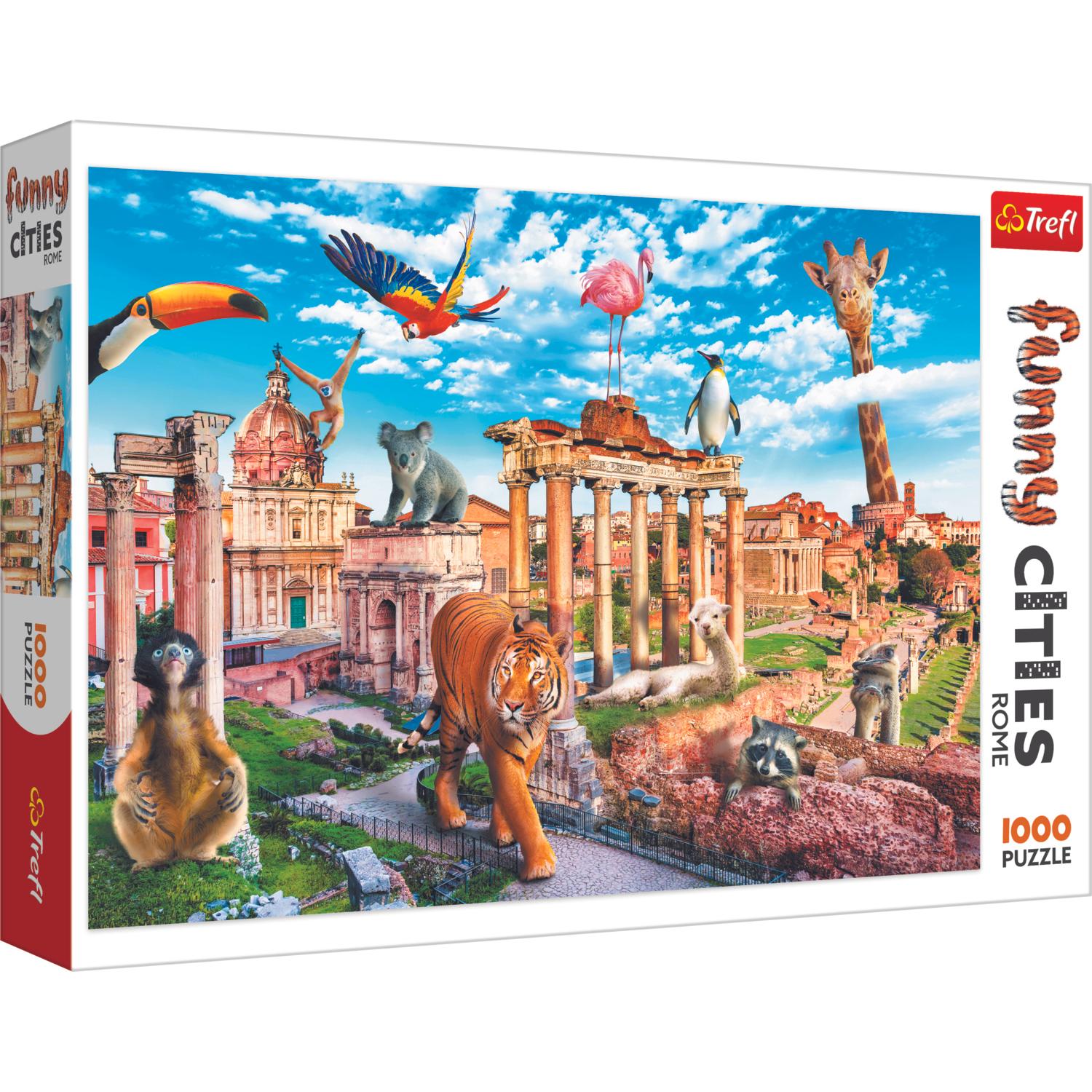Trefl Puzzle Funny Cities/Wilde Tiere in Rom 1000 Teile (1000 Teile)