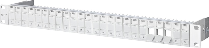 Produktbild Metz Connect BTR E-DAT Modultraeger 24tlg 1HE lgr Modultraeger f. 24 einzelgeschirmte Module lichtgrau