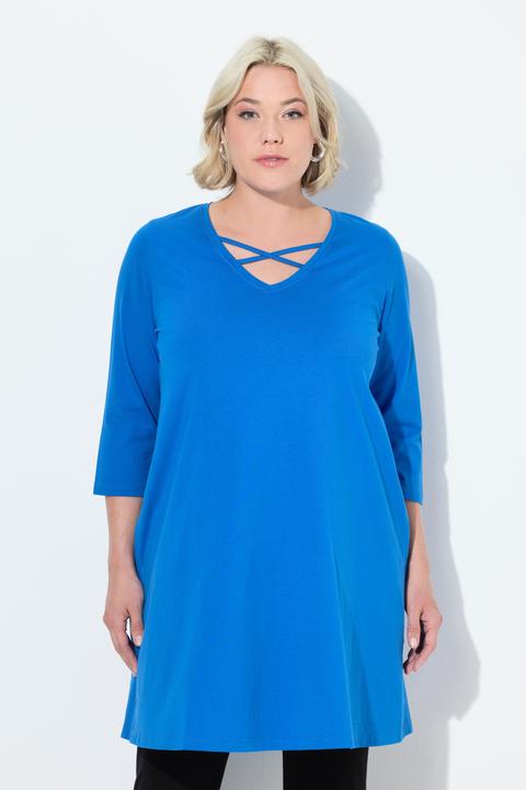 Produktbild Ulla Popken Longshirt, Zierbänder, A-Linie, V-Ausschnitt, 3/4-Arm (46, 48)