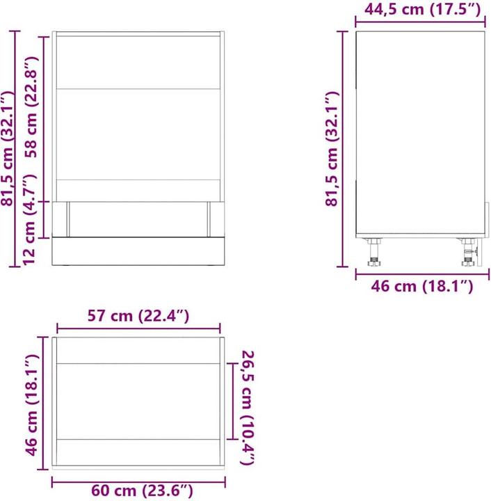 Immagine prodotto vidaXL Armadio forno da incasso Lucca Grey Armadio forno in legno Sonoma (60 x 46 x 81,5 cm)