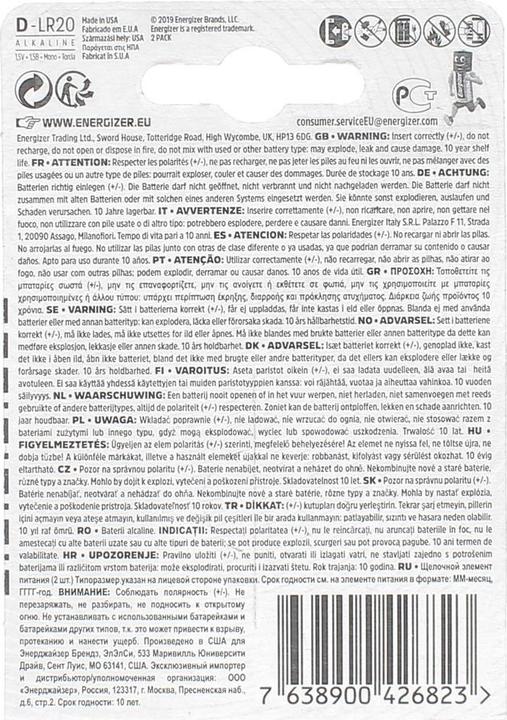 Produktbild Energizer Max Alkaline (2 Stk., D / LR20 / Mono / R20)