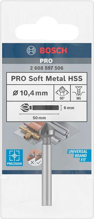 Produktbild Bosch Professional Zubehör PRO Soft Metal HSS Kegelsenker, 10,4 x 50 mm, M5 (6 mm)