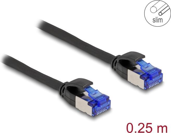 Actual product image Delock RJ45 network cable Cat.6A S/FTP Slim 0.25 m black (S/FTP, CAT6a, 0.25 m)