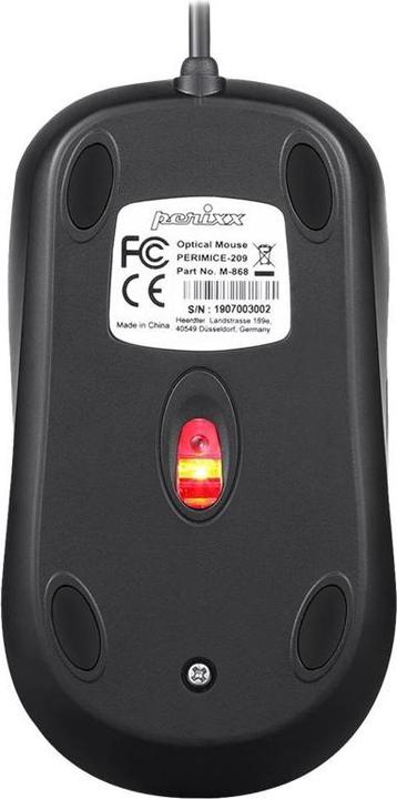 Actual product image Perixx PERIMICE-209 P Black Mouse Wired Optical Black 3 buttons 1000 (Cable)