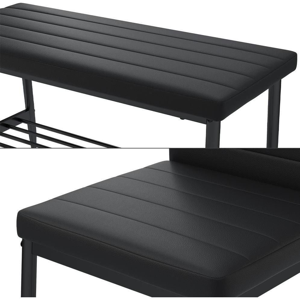 Vicco, Sitzbank, Sitzbank und Stuhl Grand, Schwarz, 85 x 46.5 cm 3-teiliges Set (35 cm)
