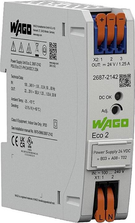 Actual product image Wago Power supply Eco 2 2687-21421-phase Output voltage DC 24V