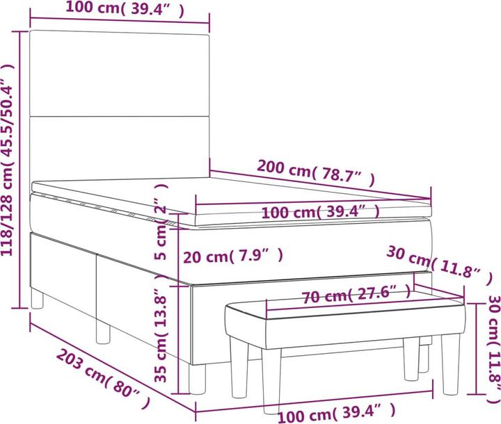 Produktbild vidaXL Boxspringbett (100 x 200 cm)