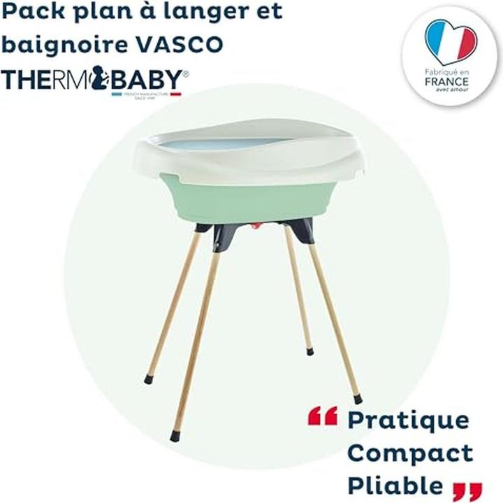 Produktbild Thermobaby Pack Wickelaufsatz und Badewanne Vasco grün Celadon