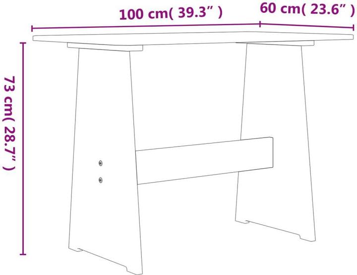 Image du produit vidaXL Esstisch mit Bank (100 x 60 x 73 cm)