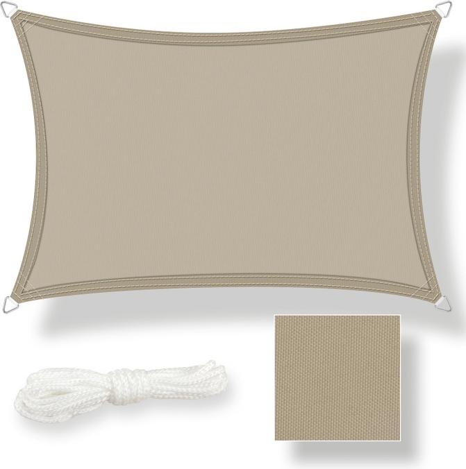 Actual product image Swisshandel24 Sun sail waterproof rectangle 2.5x3m, taupe (2.5 x 3 m)