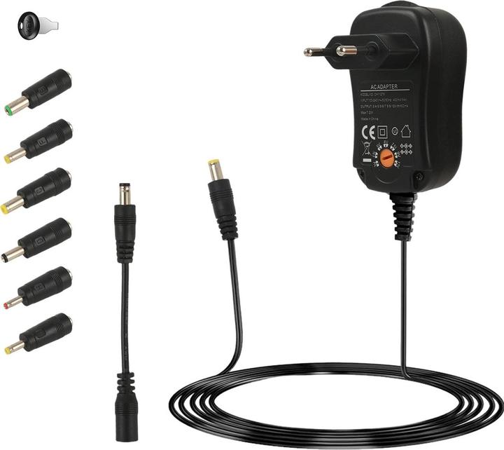 Ideoon Universal Netzteil 3-12V 600mA 7,2W inkl. 6 Adapter, Pol-Wender & Schlüssel