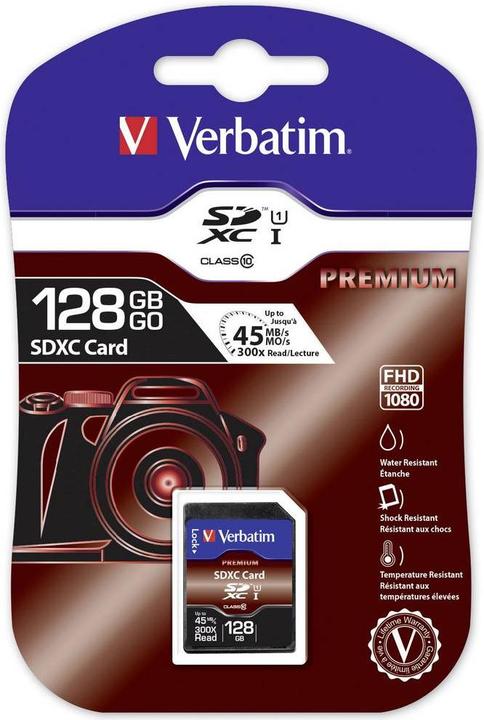 Immagine prodotto Verbatim Scheda SDXC Classe 10 Premium (128 GB, SDXC, U1, UHS-I)