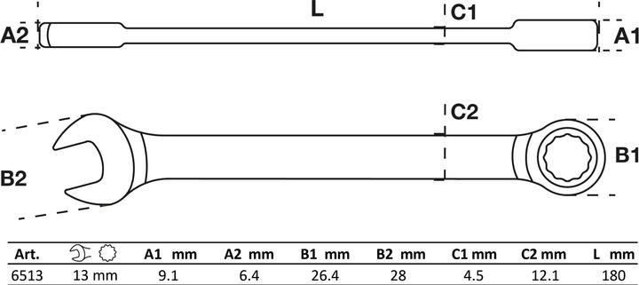 Produktbild BGS Ratschenring-Maulschlüssel SW 13 mm (13 mm)