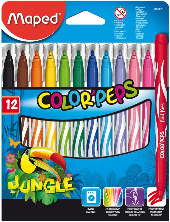 Immagine prodotto Maped Penne in fibra Jungle 12s (Multicolore, 12 x)