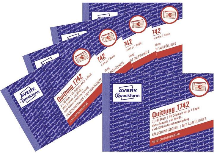 Avery reçu petit entrepreneur hors TVA, A6 transversaal (40 x)