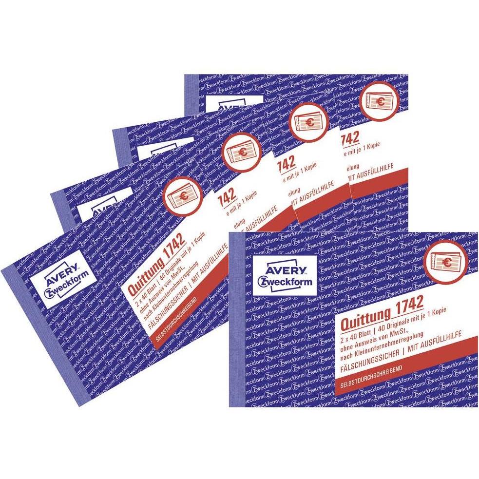 Thumbnail - Avery, Formular, Quittung Kleinunternehmer ohne MwSt., A6 quer (40 x)