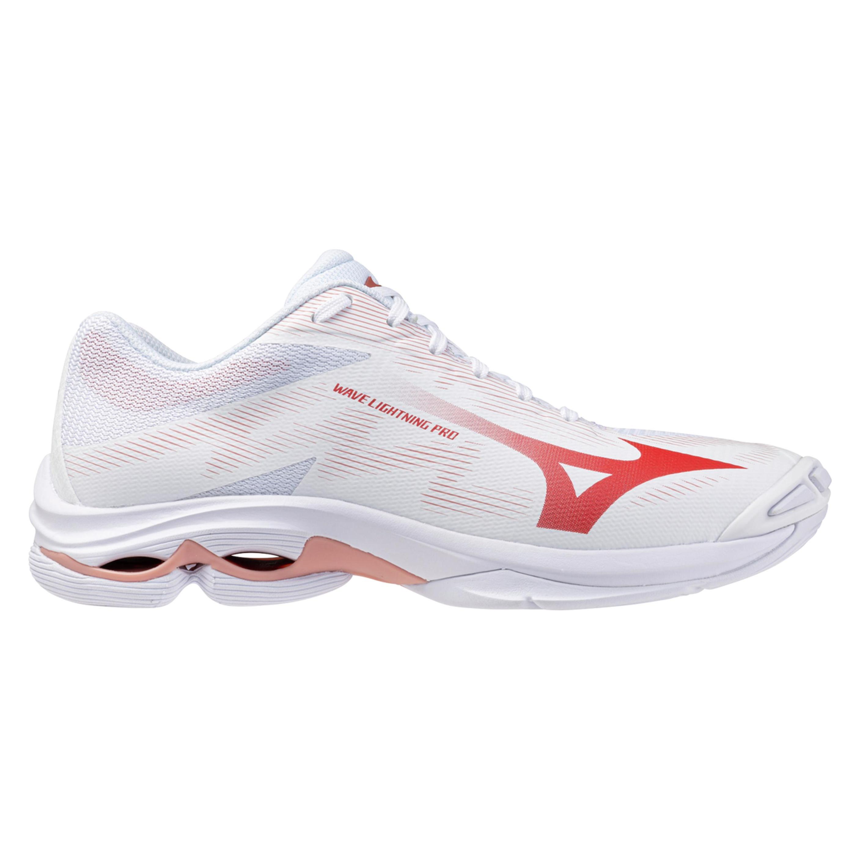 Mizuno, Damen, Hallenschuhe, Wave Lightning Pro Damen (41), Weiss, Rot, Pink