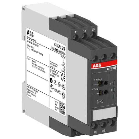ABB Zeitrelais, verzögerte Anziehung, 2c/o, 24-240V AC/DC, Push-in (1SVR740100R0300)
