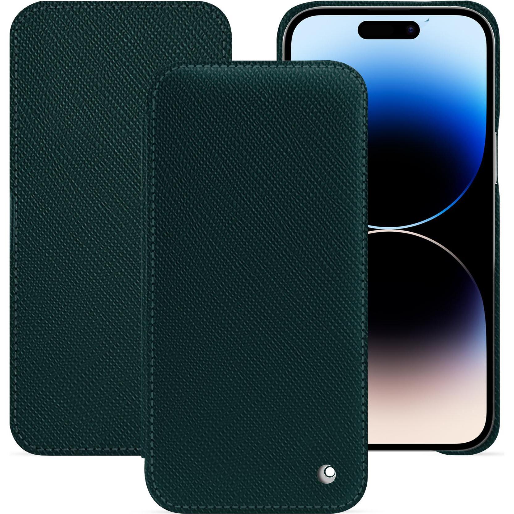 Noreve Lederschutzhülle horizontal (Apple iPhone 15 Pro Max), Smartphone Hülle, Grün