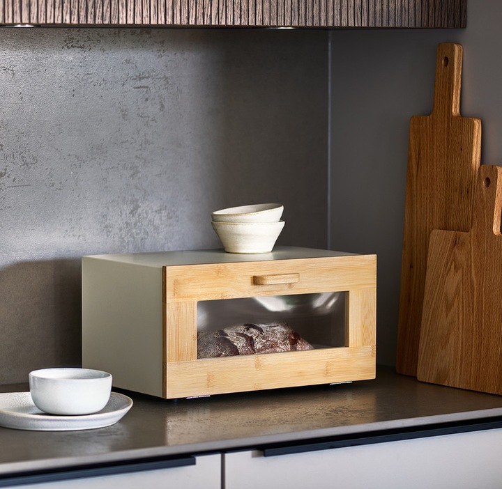 Produktbild Zeller Present Brotkasten mit Bambusfrontklappe Metall 36x23x19.5 cm