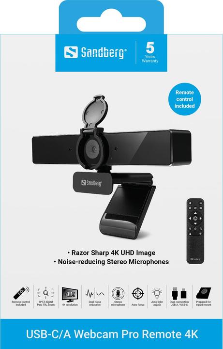 Produktbild Sandberg USB-C/A Webcam Pro Remote 4K (8 Mpx)
