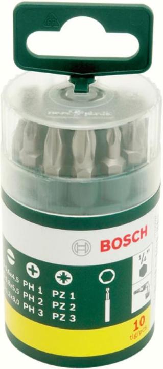 Produktbild Bosch Zubehör Schrauberbit-Set, 10-teilig, inklusive SL (Kreuz Phillips PH, Kreuz Pozidriv PZ, Schraubschlitz)