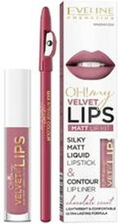 Actual product image Eveline Evelina Oh! My Lips Lip Makeup Set (Lipstick + Lip Pencil) No. 02 Milky Chocolate (02 Milky Chocolate)