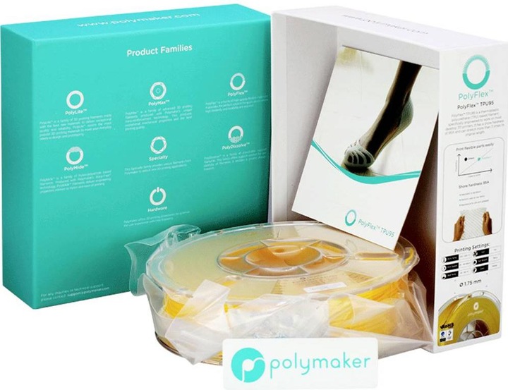 Actual product image Polymaker PolyFlex TPU95 V2 - Yellow - 1.75mm (TPU, 1.75 mm, 750 g, Yellow)