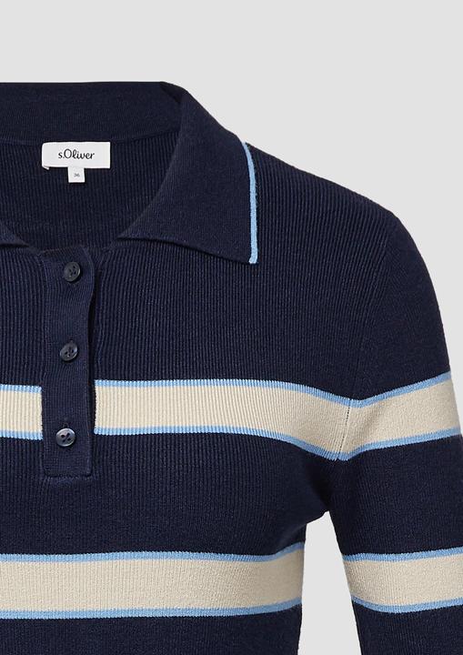Produktbild s.Oliver Strickpullover Verkürztes Strick-Polo im Slim Fit (48)