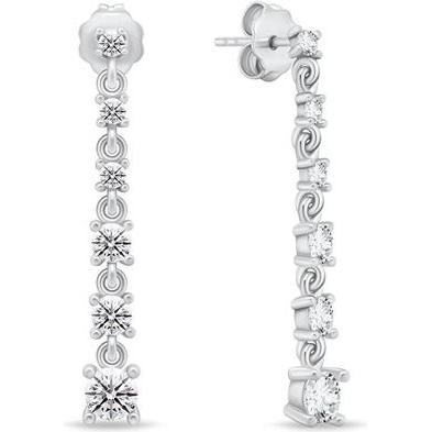 Brilio, Ohrringe, Silver - Elegant silver dangling earrings with zircons EA830W