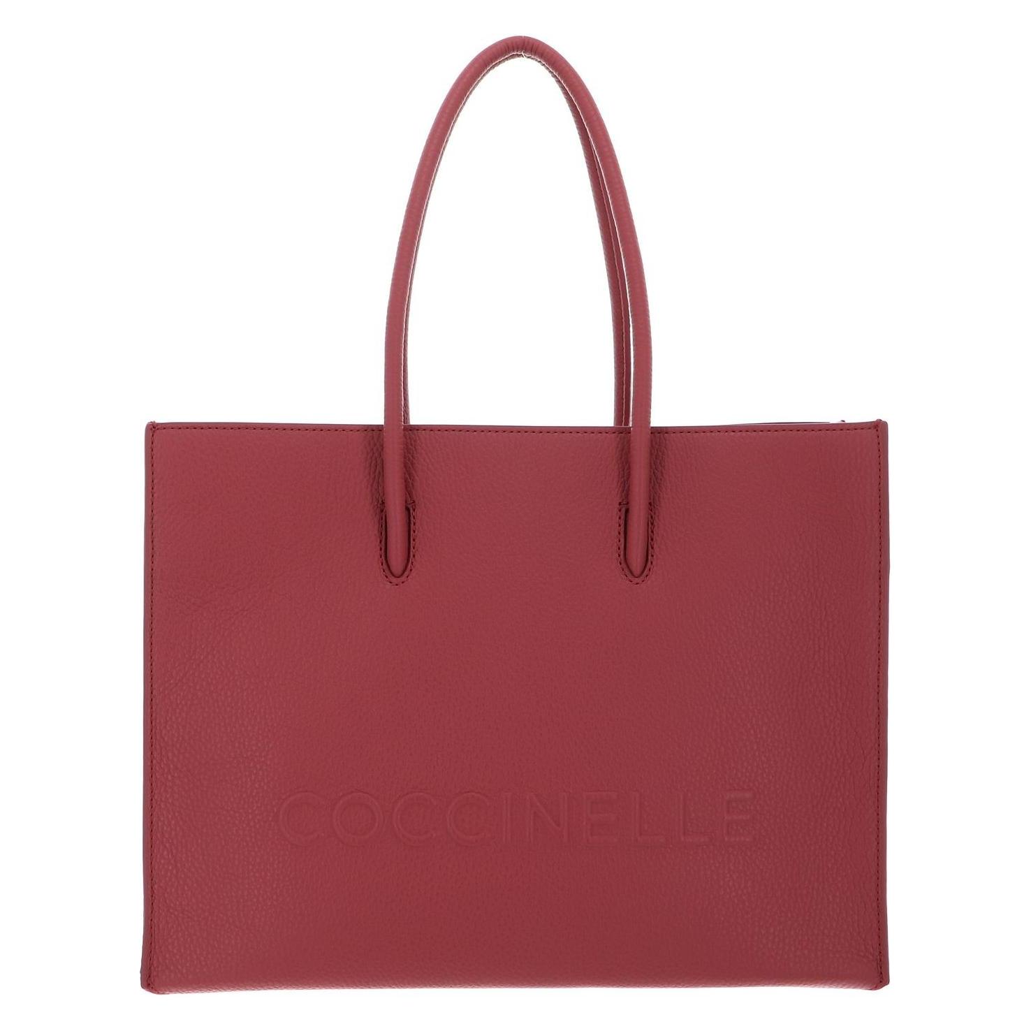 Coccinelle, Damen, Handtasche, Myrtha Maxi Log Handbag Grained Leather, Rot