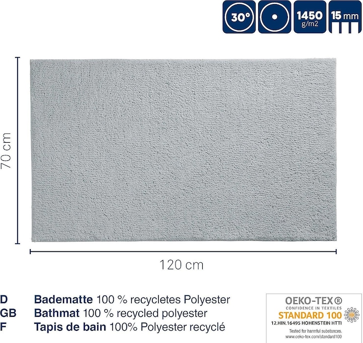 Productafbeelding Kela Badmat Maja graniet grijs (120 x 70 cm)
