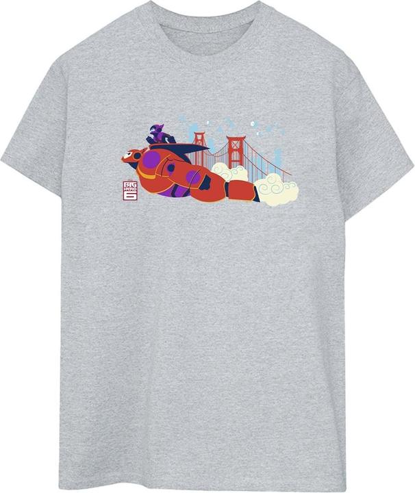 Actual product image Disney Womens/Ladies Big Hero 6 Baymax Hiro Bridge Cotton Boyfriend T-Shirt (XL)